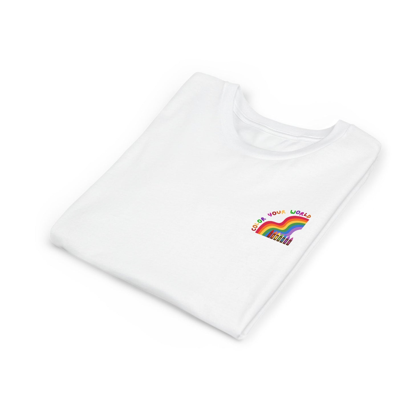 Color Your World T-Shirt for Kids – Rainbow & Crayons Graphic Tee