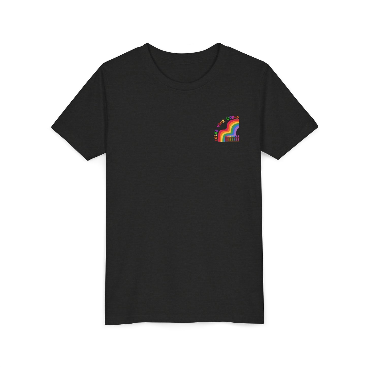 Color Your World T-Shirt for Kids – Rainbow & Crayons Graphic Tee