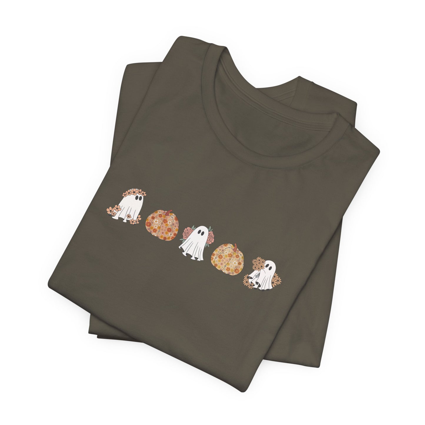 Floral Pumpkin & Ghost Print T-Shirt