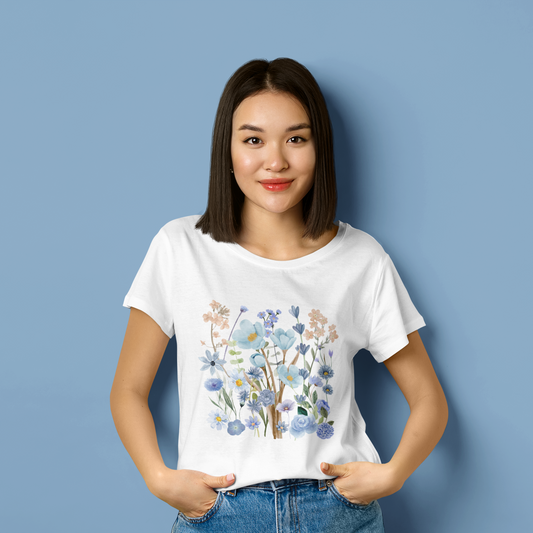 Blue Floral Print Shirt