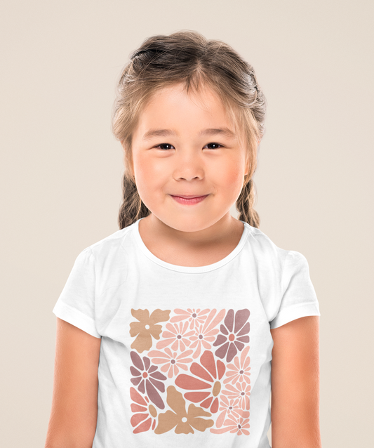Modern Floral Print Toddler Girl T-Shirt