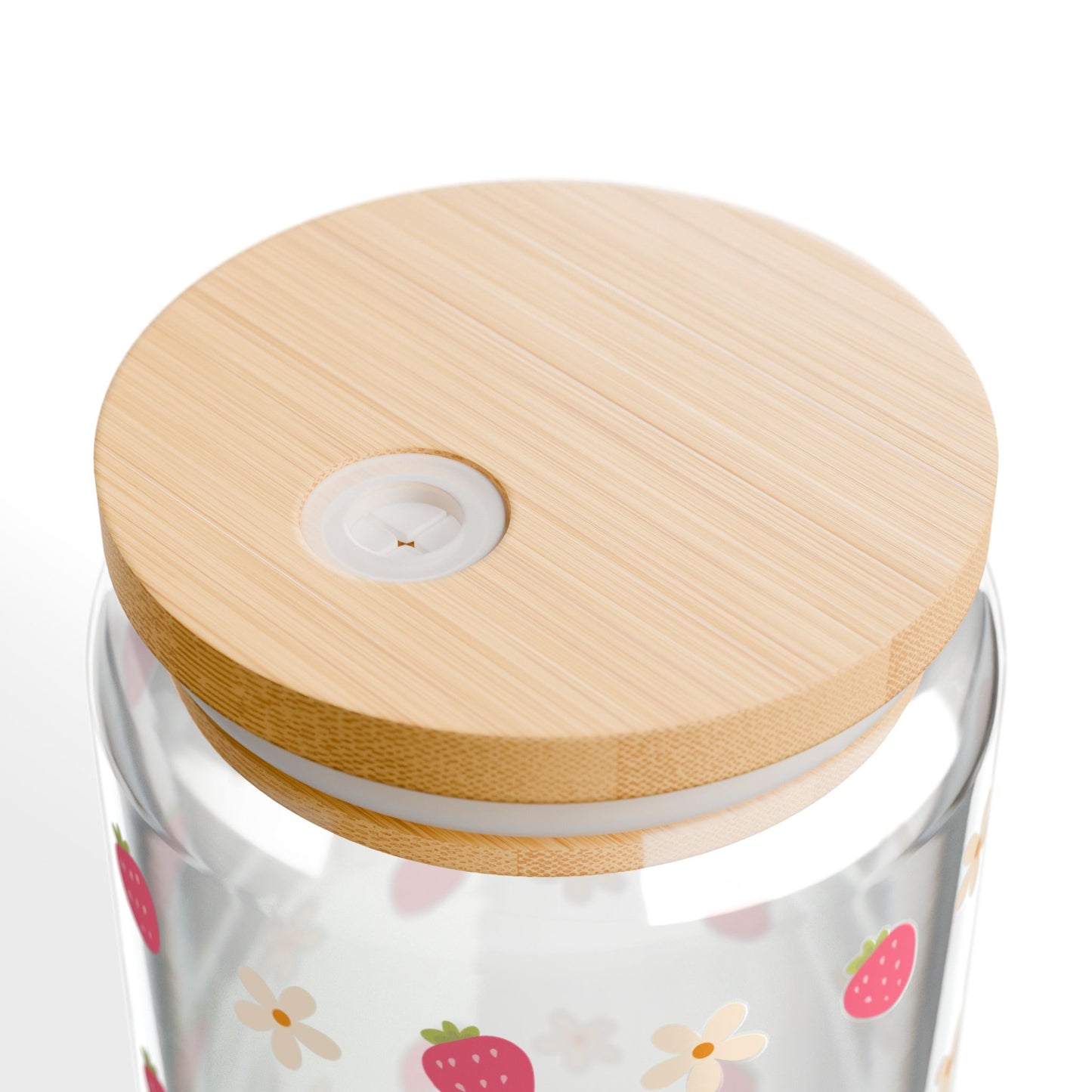 Strawberry & Flower Sipper Glass - 16oz