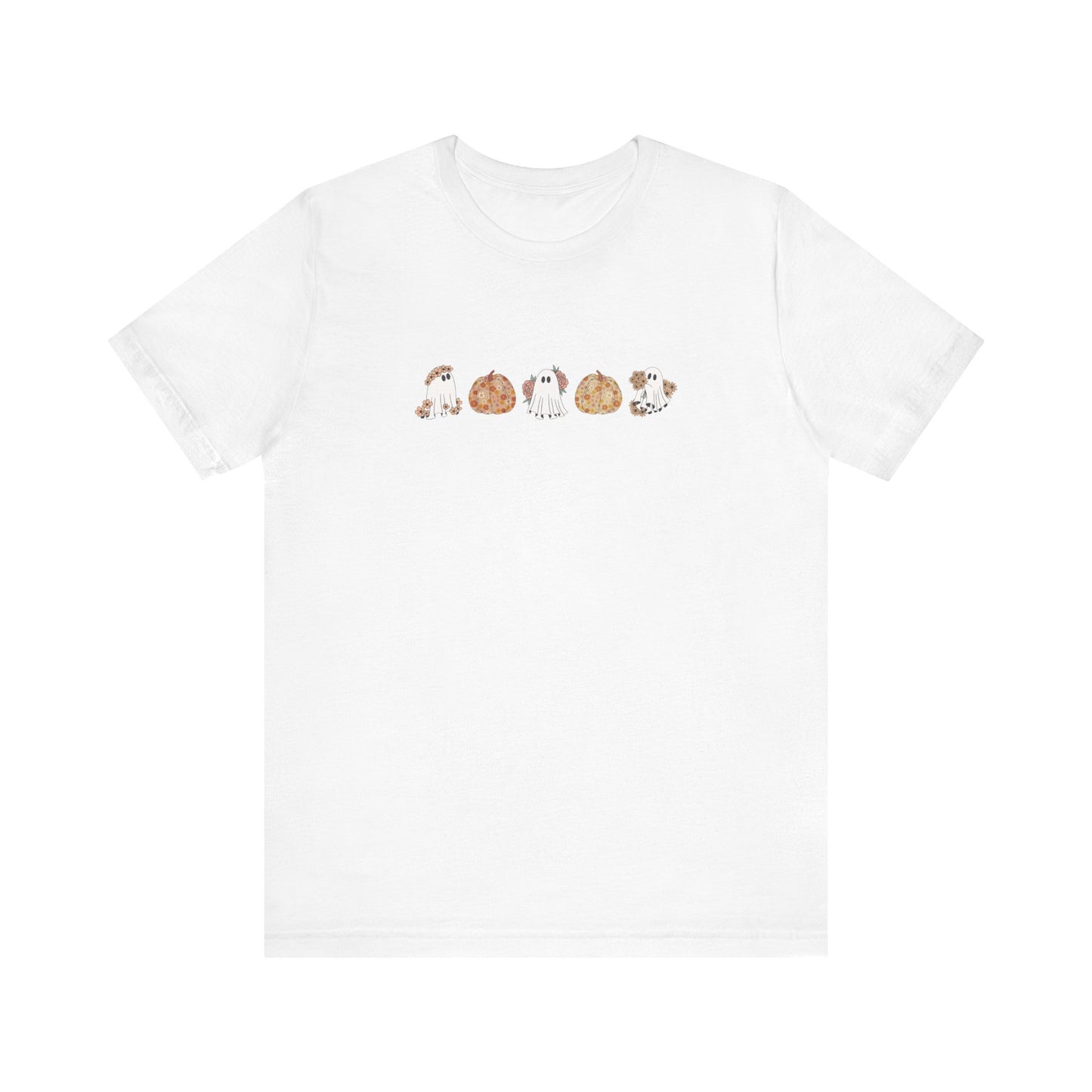 Floral Pumpkin & Ghost Print T-Shirt