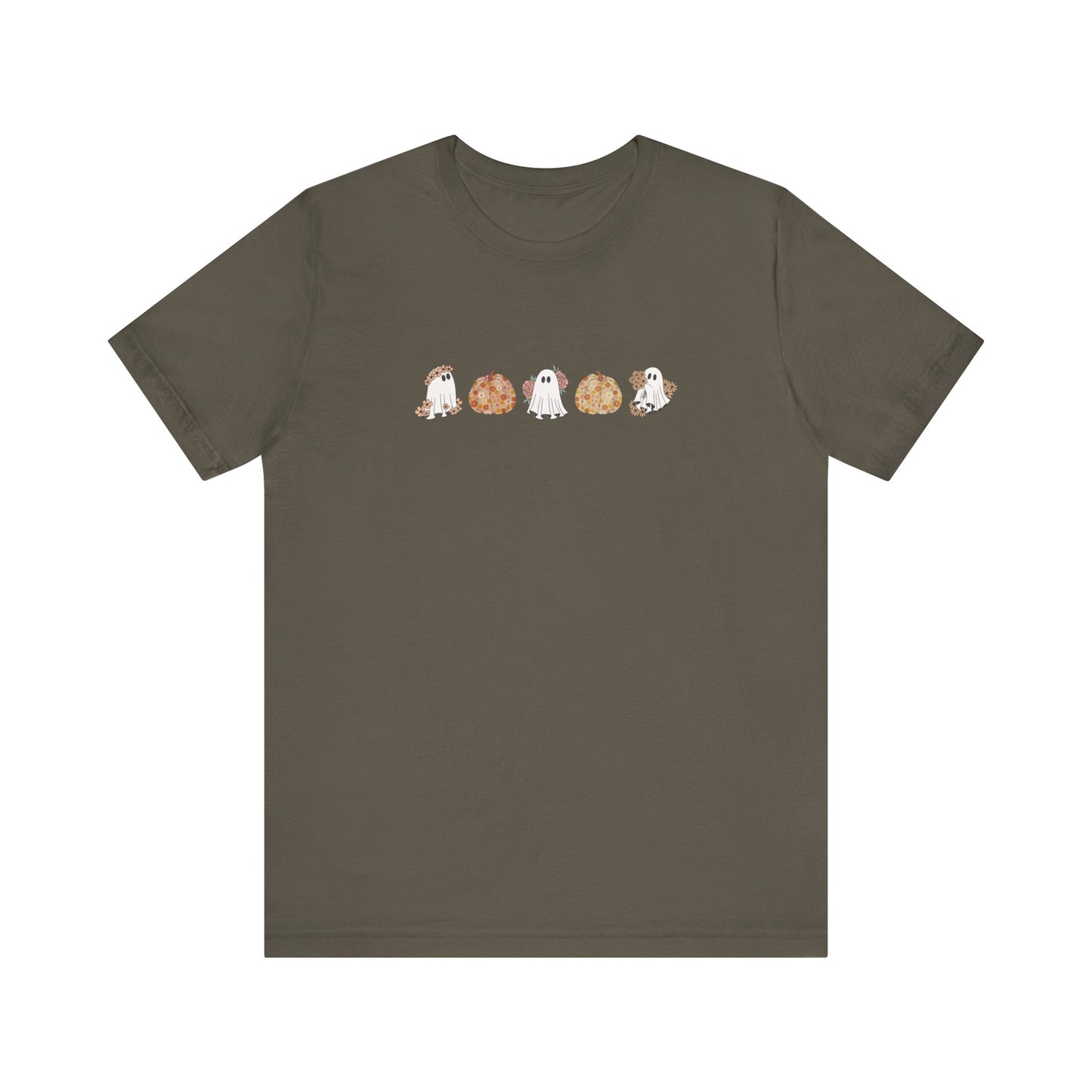 Floral Pumpkin & Ghost Print T-Shirt