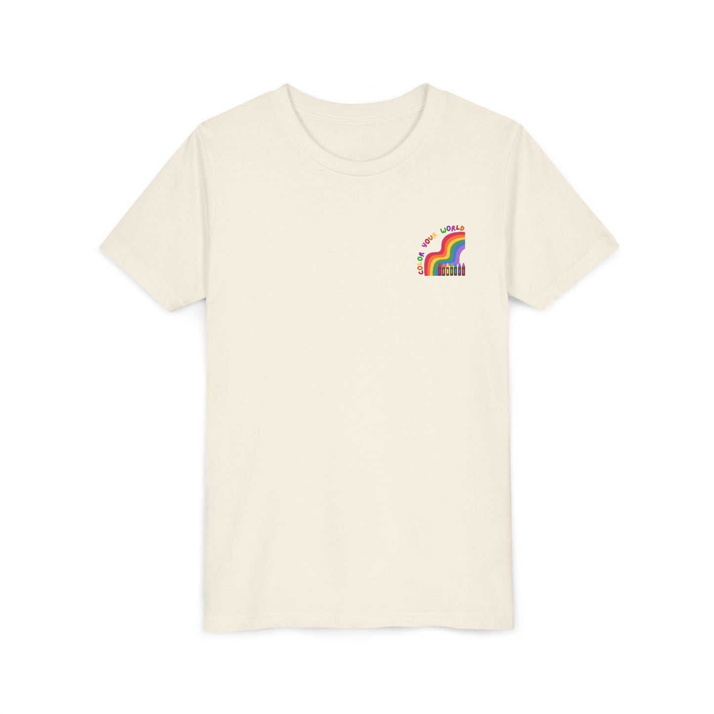 Color Your World T-Shirt for Kids – Rainbow & Crayons Graphic Tee