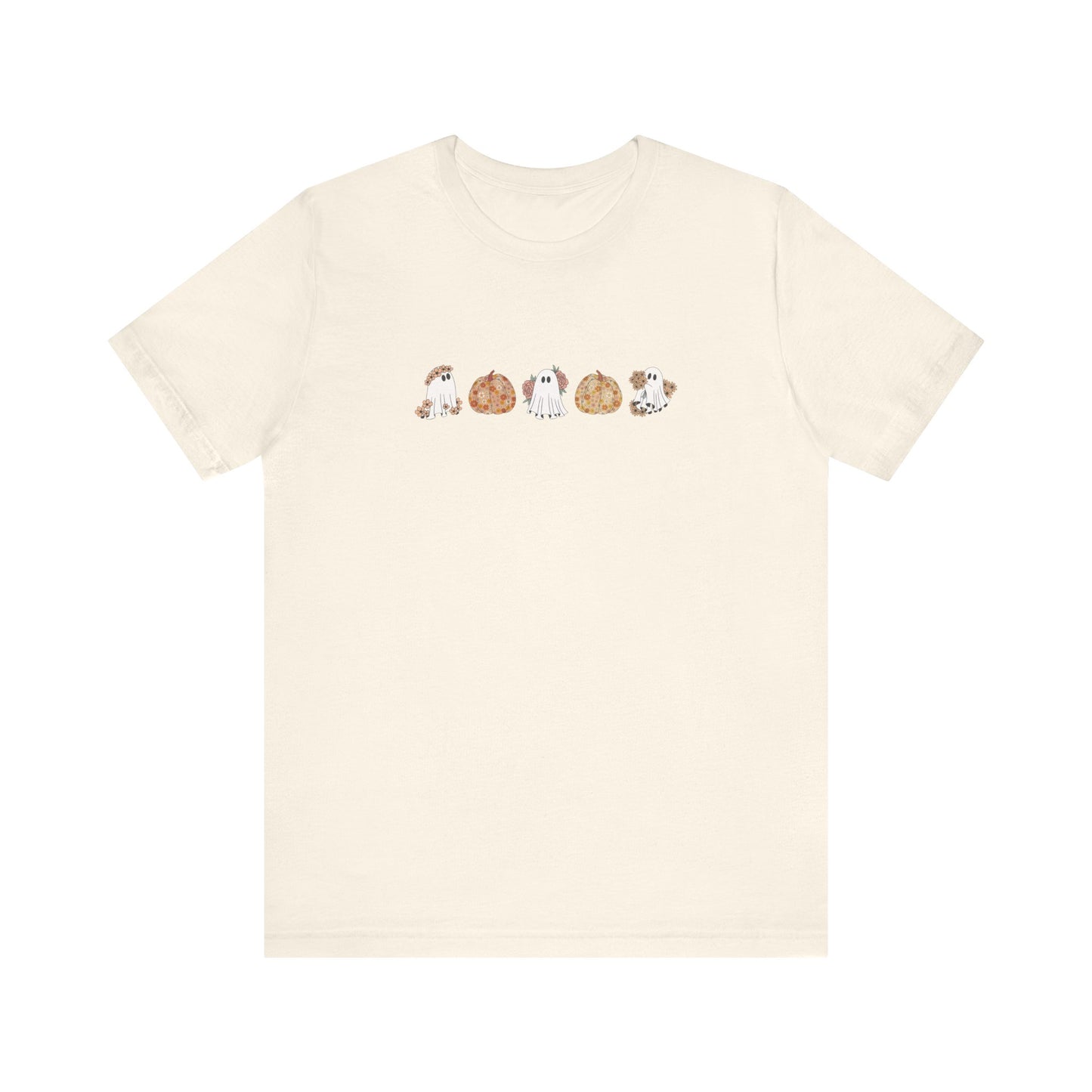 Floral Pumpkin & Ghost Print T-Shirt