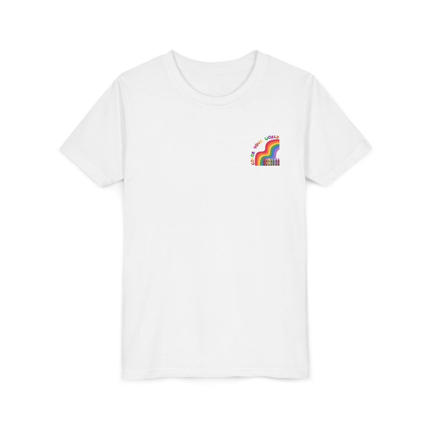 Color Your World T-Shirt for Kids – Rainbow & Crayons Graphic Tee