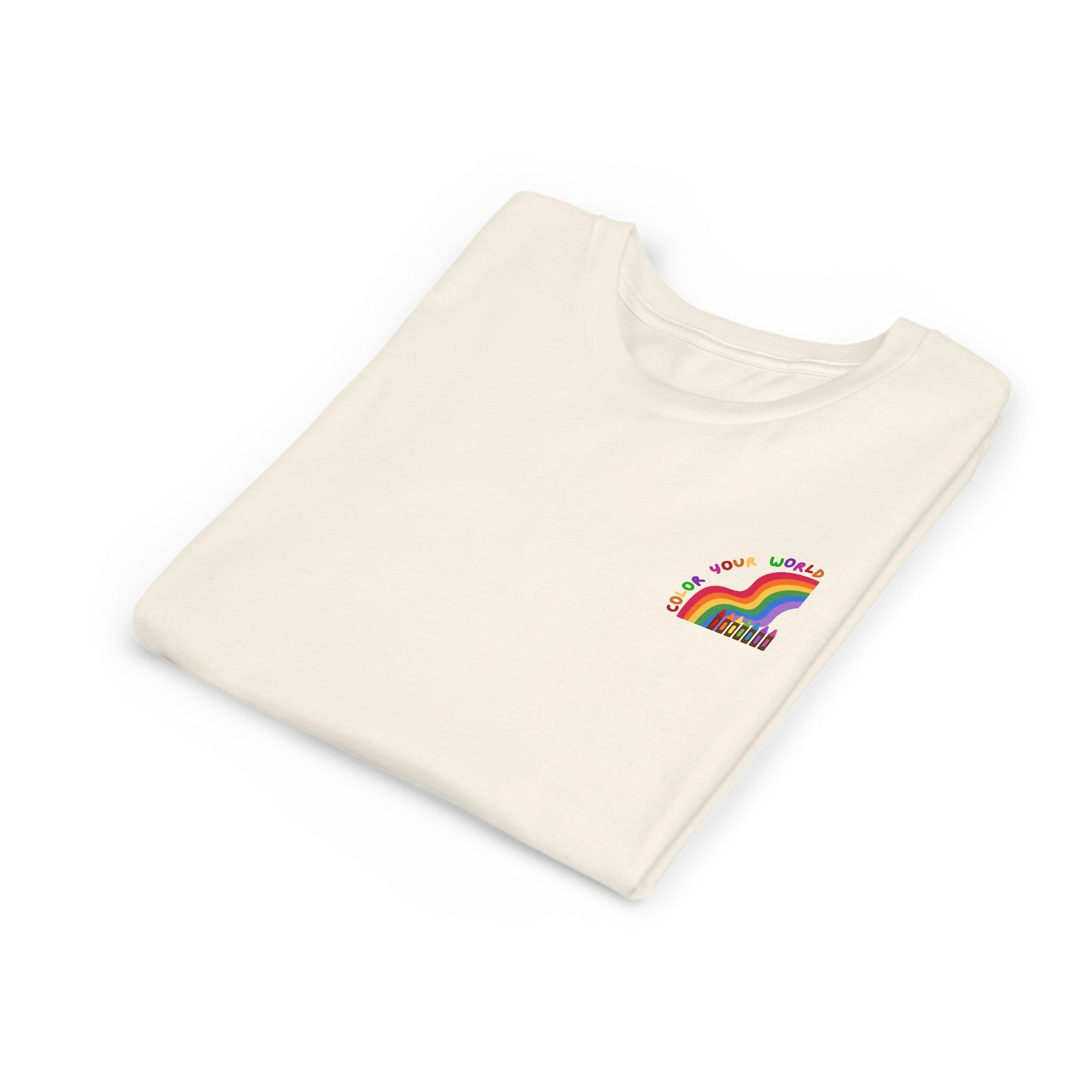 Color Your World T-Shirt for Kids – Rainbow & Crayons Graphic Tee