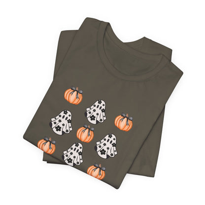 Pumpkin & Ghost Print T-Shirt