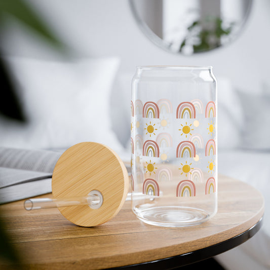 Rainbow & Sun Sipper Glass – 16oz