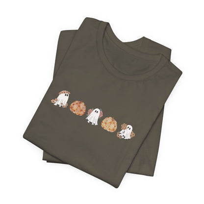 Floral Pumpkin & Ghost Print T-Shirt