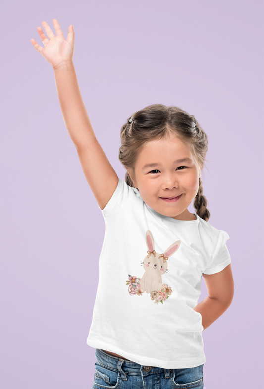 Adorable Floral Bunny Toddler T-Shirt
