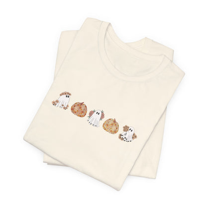 Floral Pumpkin & Ghost Print T-Shirt