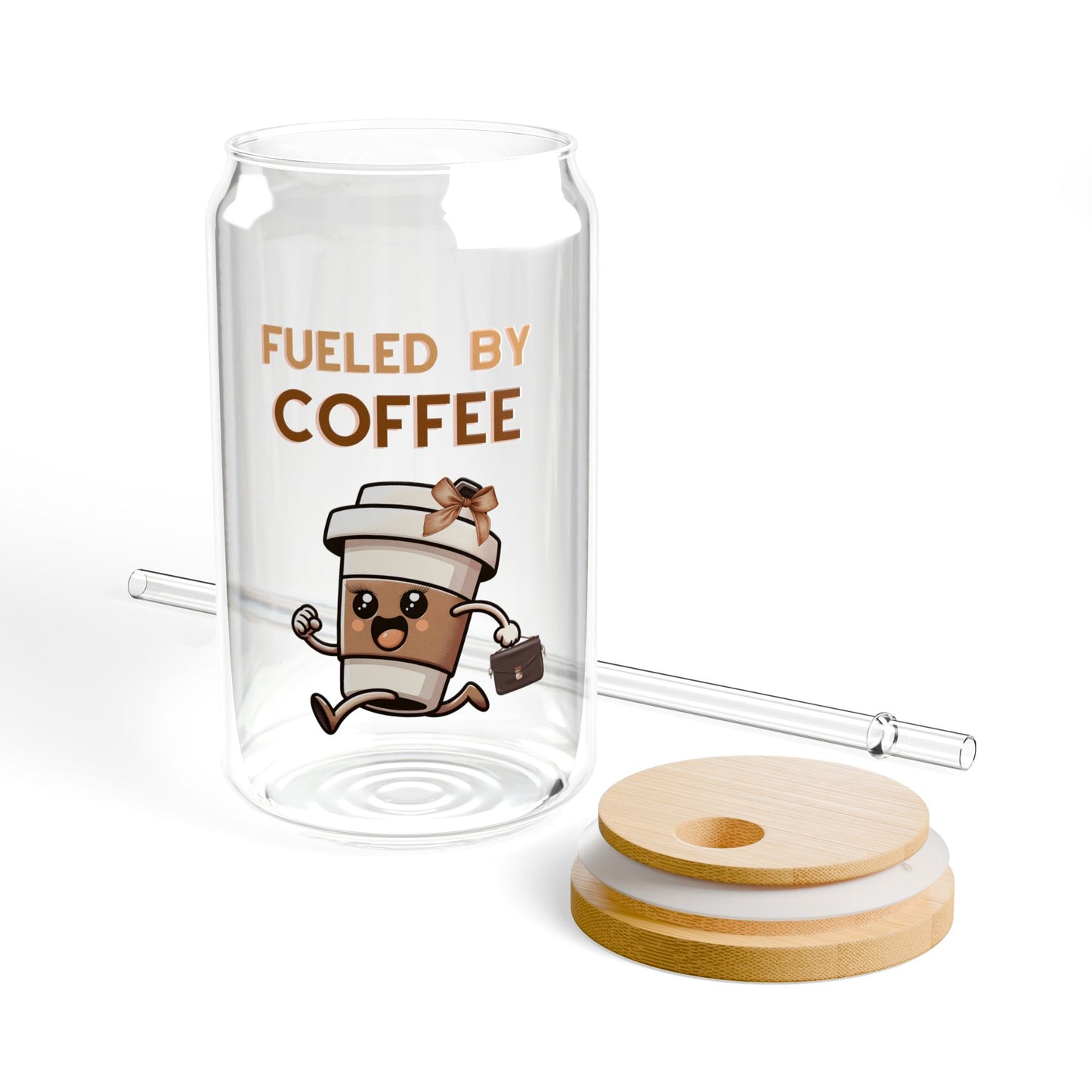 Fueled by Coffee Sipper Glass - 16oz